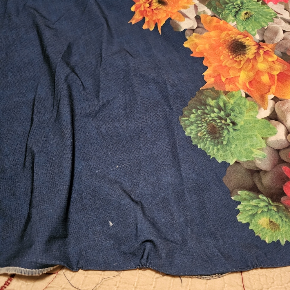 FEVROJ Flare Midi Skirt Floral Print Blue Flowy Tie Belt Women's  Large - Picture 16 of 16